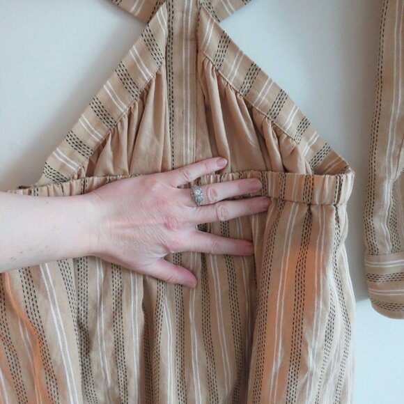 Striped Tan Midi Dress - Picture 13 of 15